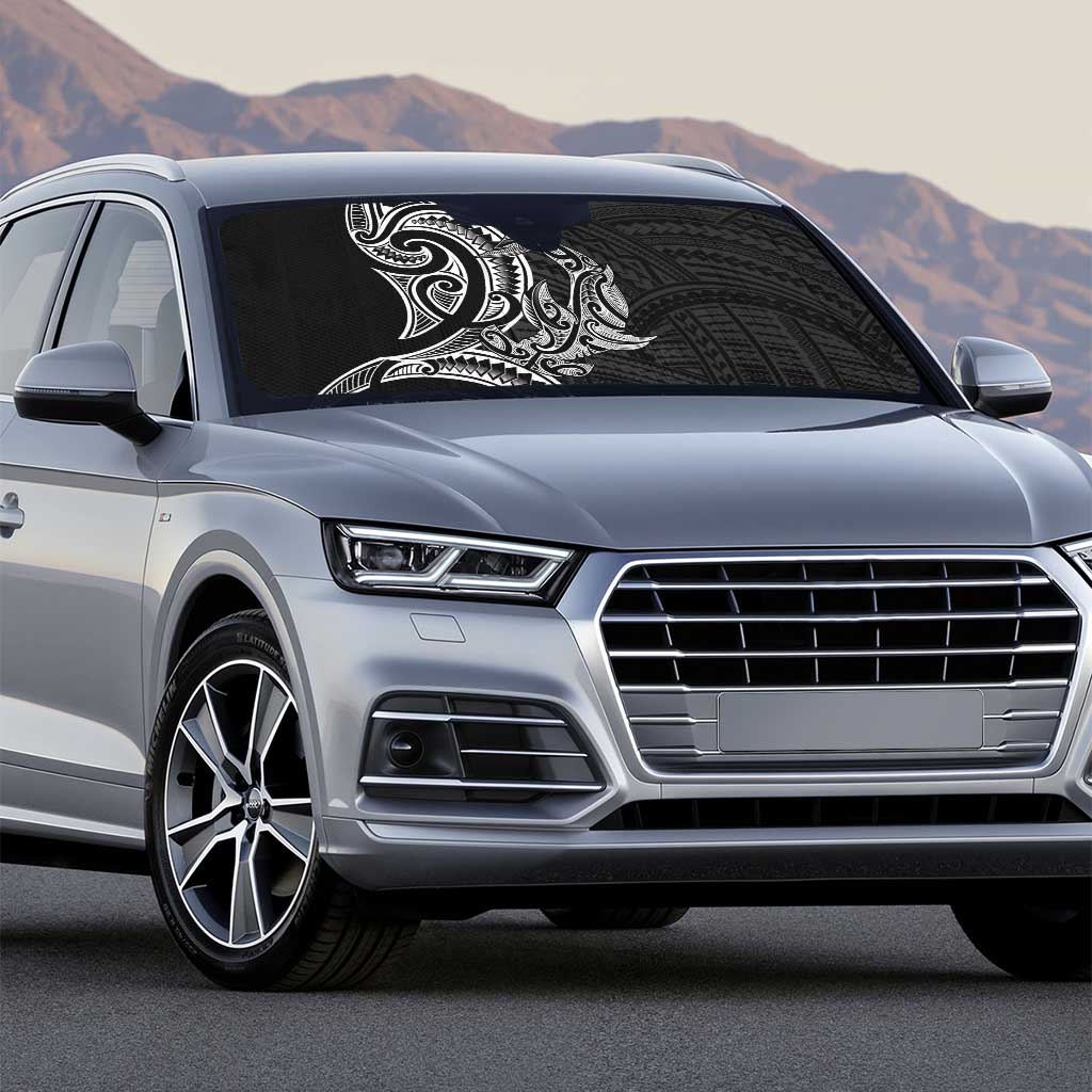 New Zealand Hammerhead Shark Auto Sun Shade Maori Haehae Mangopare Black - Polynesian Pride