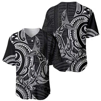 New Zealand Hammerhead Shark Baseball Jersey Maori Haehae Mangopare Black - Polynesian Pride