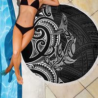 New Zealand Hammerhead Shark Beach Blanket Maori Haehae Mangopare Black - Polynesian Pride