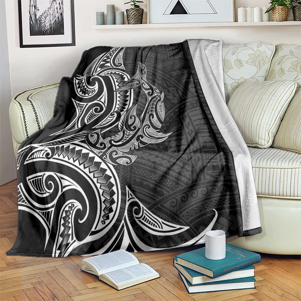 New Zealand Hammerhead Shark Blanket Maori Haehae Mangopare Black - Polynesian Pride