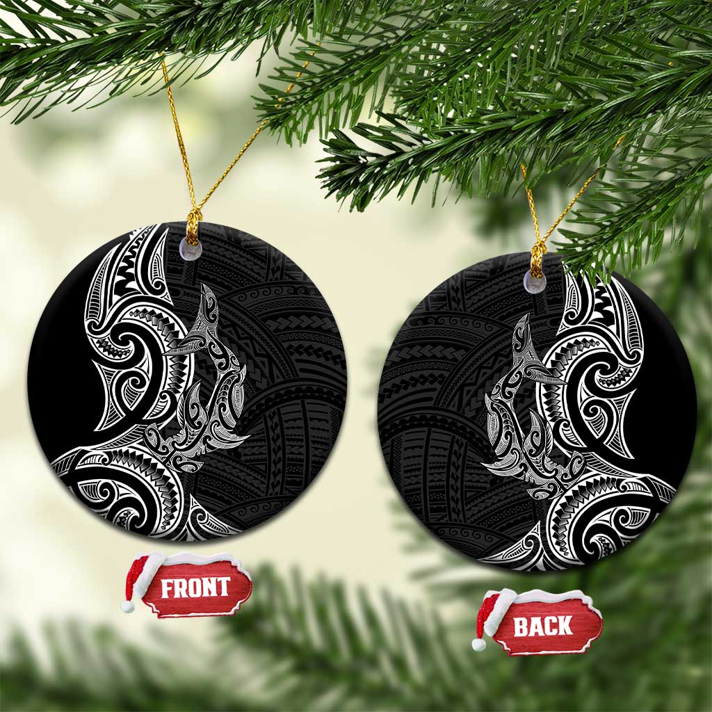 New Zealand Hammerhead Shark Ceramic Ornament Maori Haehae Mangopare Black - Polynesian Pride