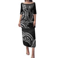 New Zealand Hammerhead Shark Family Matching Puletasi and Hawaiian Shirt Maori Haehae Mangopare Black - Polynesian Pride