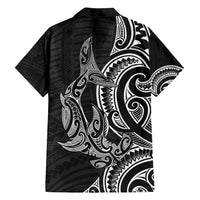 New Zealand Hammerhead Shark Family Matching Tank Maxi Dress and Hawaiian Shirt Maori Haehae Mangopare Black - Polynesian Pride