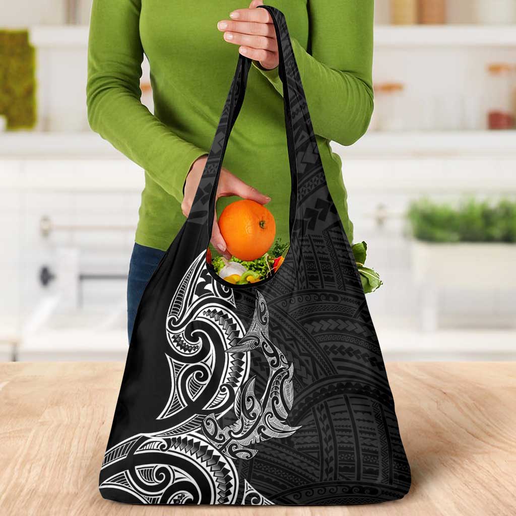 New Zealand Hammerhead Shark Grocery Bag Maori Haehae Mangopare Black - Polynesian Pride