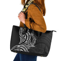 New Zealand Hammerhead Shark Leather Tote Bag Maori Haehae Mangopare Black LT14 Black - Polynesian Pride