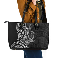 New Zealand Hammerhead Shark Leather Tote Bag Maori Haehae Mangopare Black LT14 - Polynesian Pride