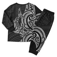 New Zealand Hammerhead Shark Christmas Pajama Set Maori Haehae Mangopare Black - Polynesian Pride
