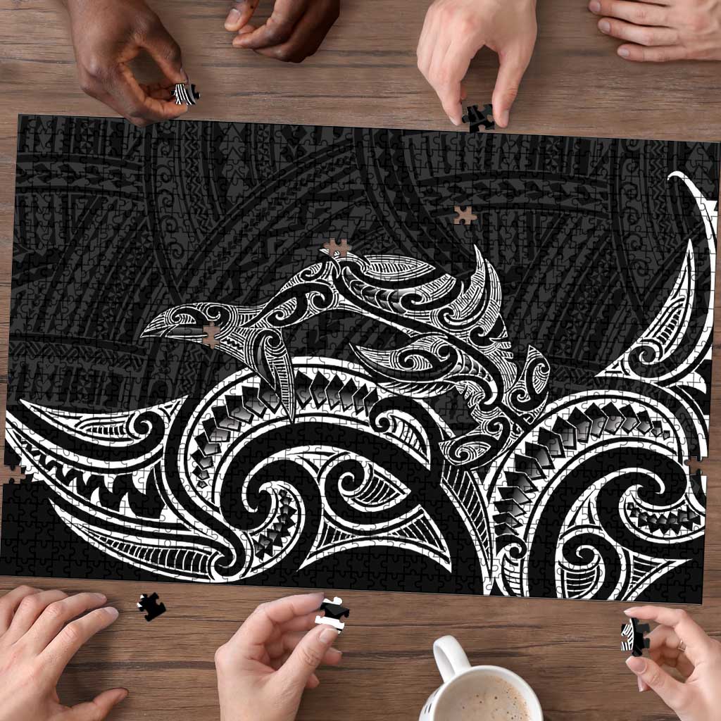 New Zealand Hammerhead Shark Puzzle Maori Haehae Mangopare Black - Polynesian Pride