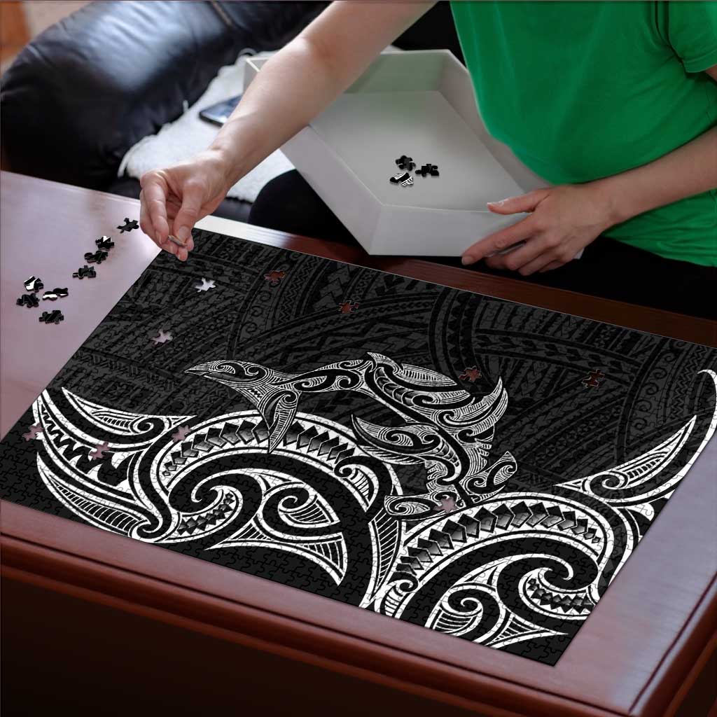 New Zealand Hammerhead Shark Puzzle Maori Haehae Mangopare Black - Polynesian Pride