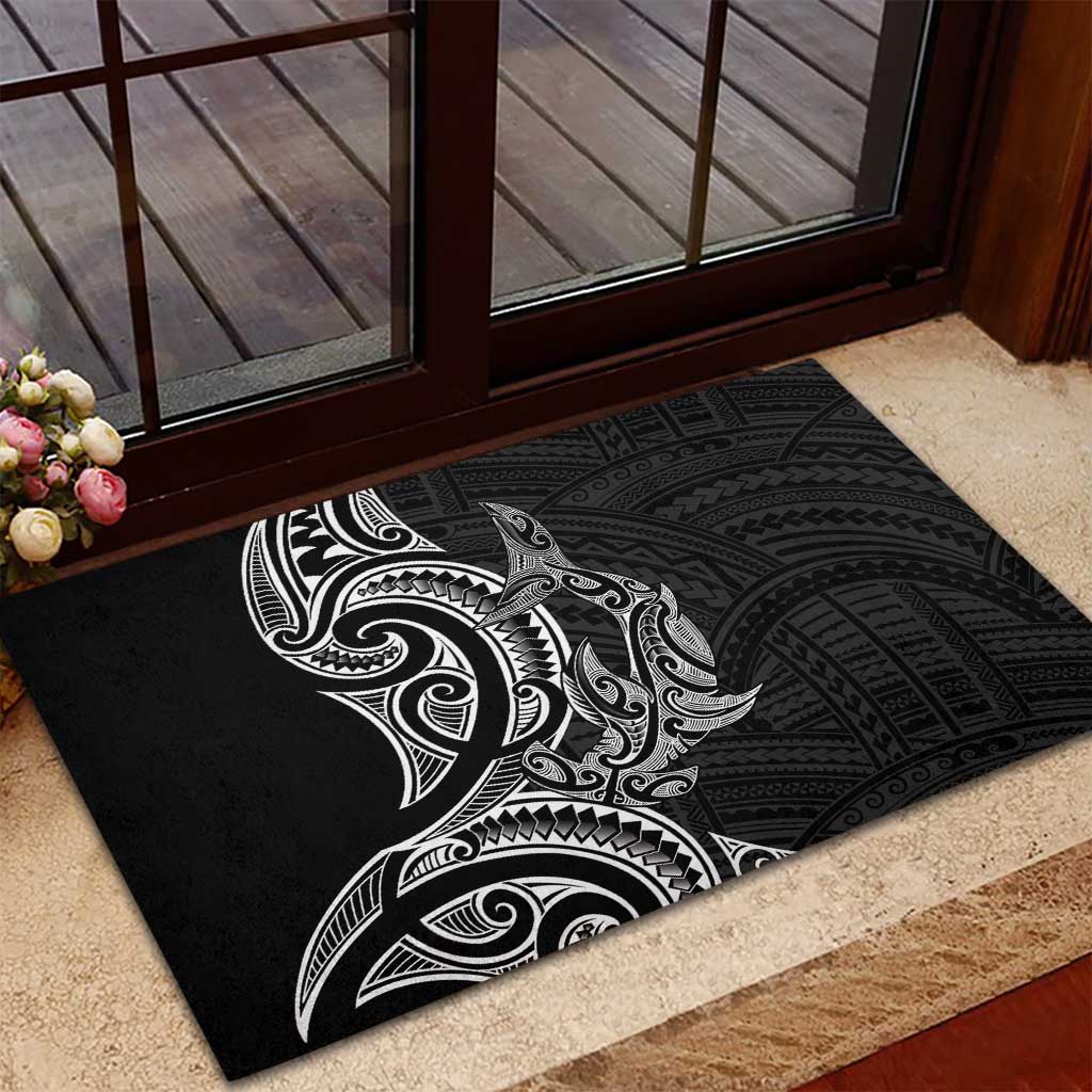 New Zealand Hammerhead Shark Rubber Doormat Maori Haehae Mangopare Black - Polynesian Pride
