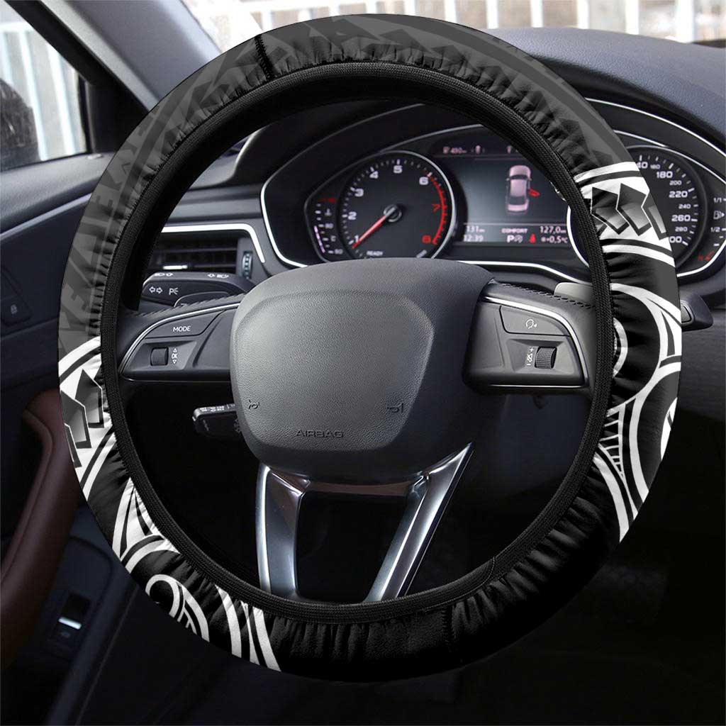 New Zealand Hammerhead Shark Steering Wheel Cover Maori Haehae Mangopare Black - Polynesian Pride