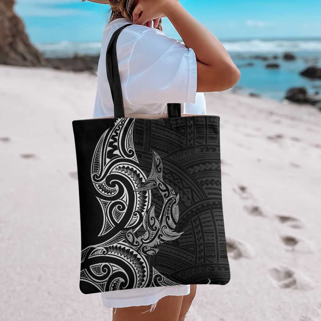 New Zealand Hammerhead Shark Tote Bag Maori Haehae Mangopare Black - Polynesian Pride