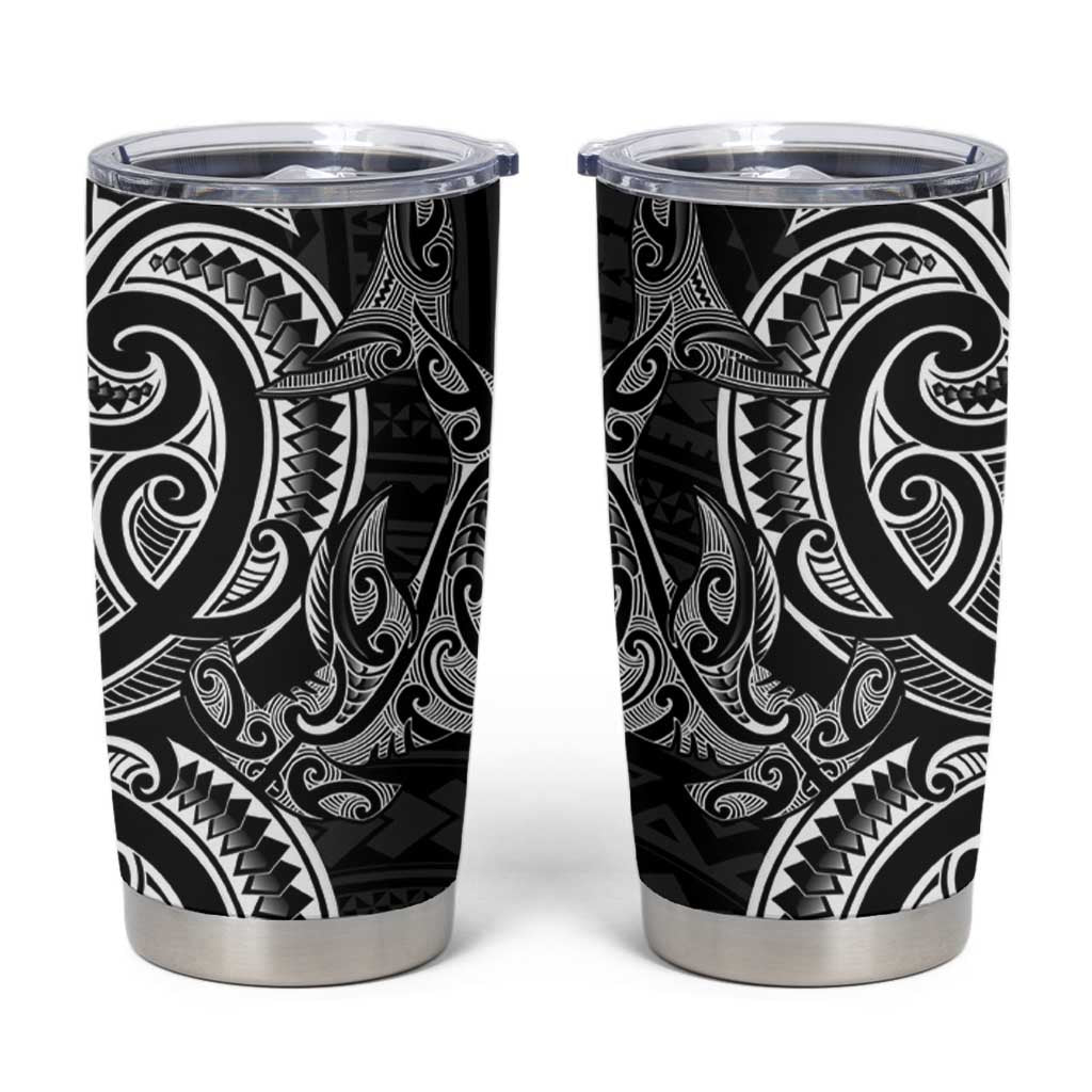 New Zealand Hammerhead Shark Tumbler Cup Maori Haehae Mangopare Black - Polynesian Pride