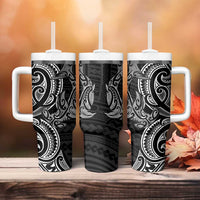 New Zealand Hammerhead Shark Tumbler With Handle Maori Haehae Mangopare Black - Polynesian Pride
