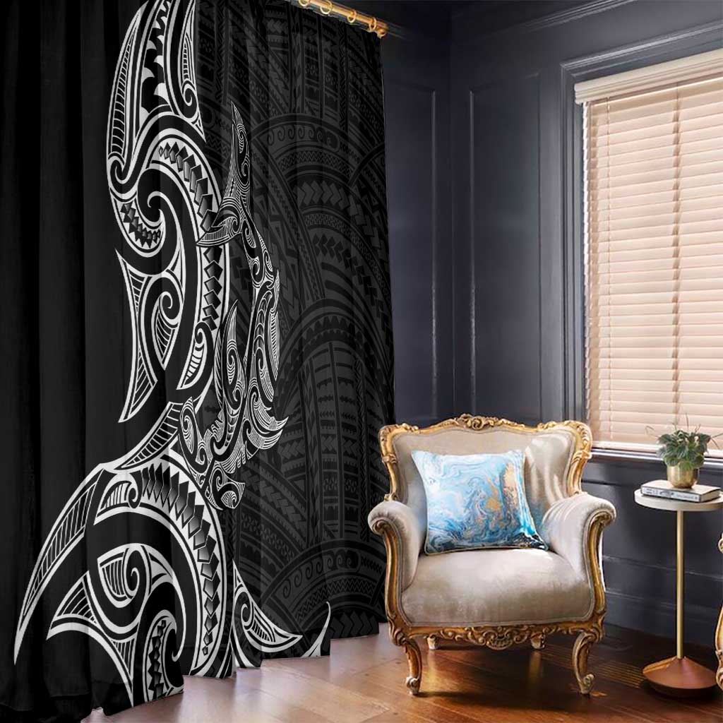 New Zealand Hammerhead Shark Window Curtain Maori Haehae Mangopare Black - Polynesian Pride
