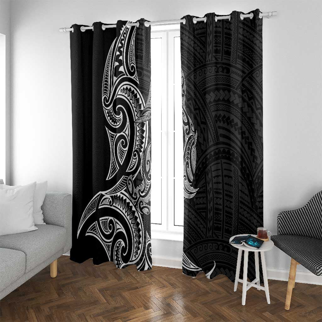 New Zealand Hammerhead Shark Window Curtain Maori Haehae Mangopare Black - Polynesian Pride