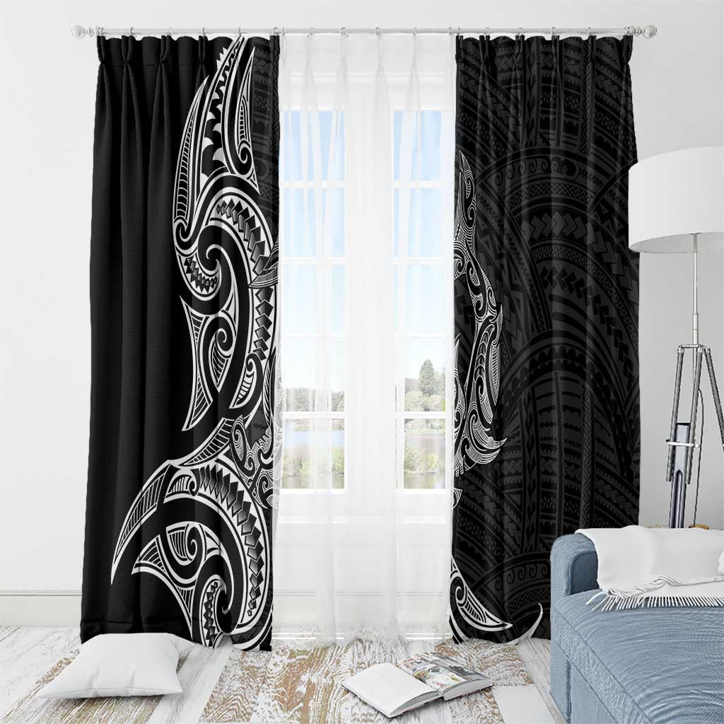 New Zealand Hammerhead Shark Window Curtain Maori Haehae Mangopare Black - Polynesian Pride