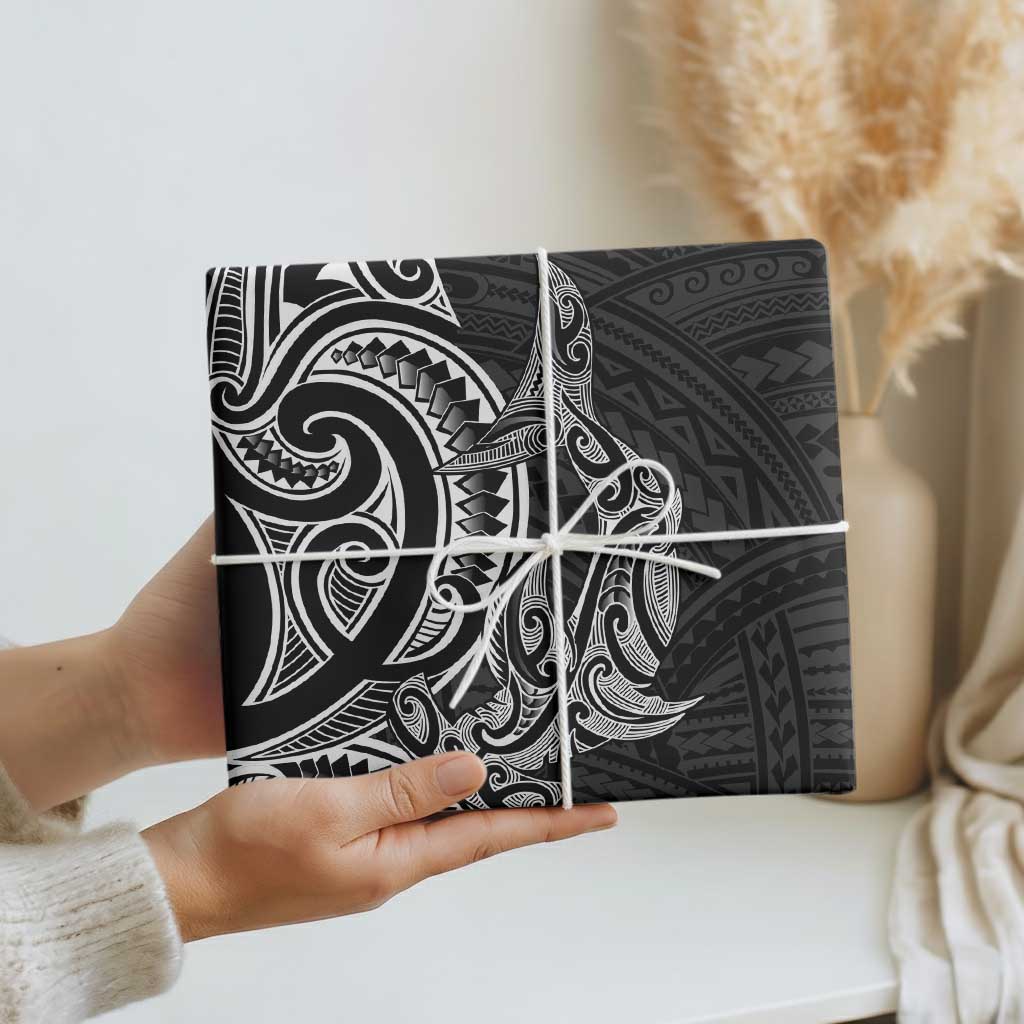 New Zealand Hammerhead Shark Wrapping Paper Maori Haehae Mangopare Black - Polynesian Pride