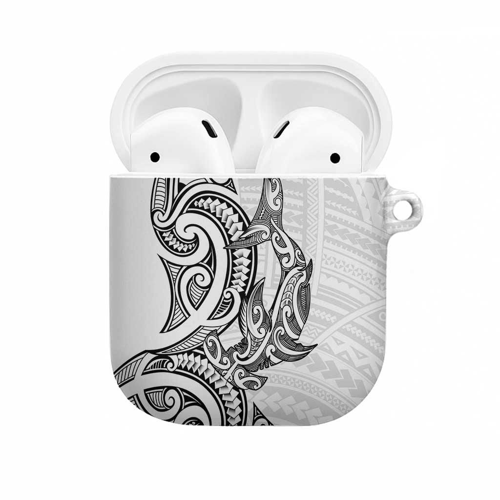 New Zealand Hammerhead Shark AirPods Case Maori Haehae Mangopare White - Polynesian Pride
