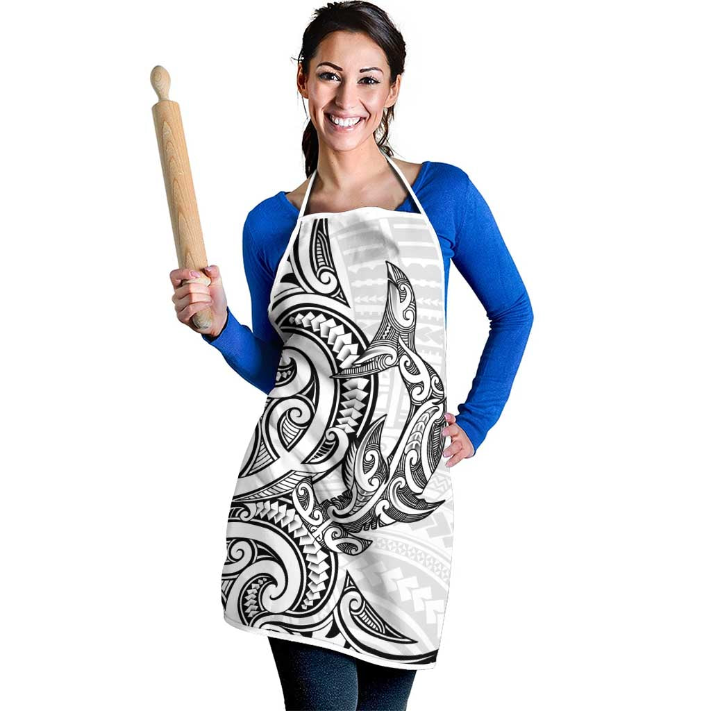 New Zealand Hammerhead Shark Apron Maori Haehae Mangopare White - Polynesian Pride
