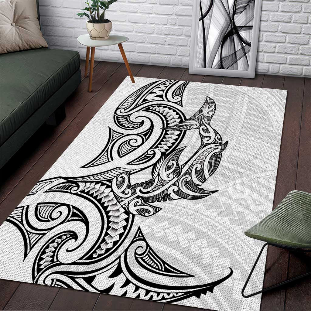 New Zealand Hammerhead Shark Area Rug Maori Haehae Mangopare White - Polynesian Pride