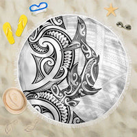 New Zealand Hammerhead Shark Beach Blanket Maori Haehae Mangopare White - Polynesian Pride
