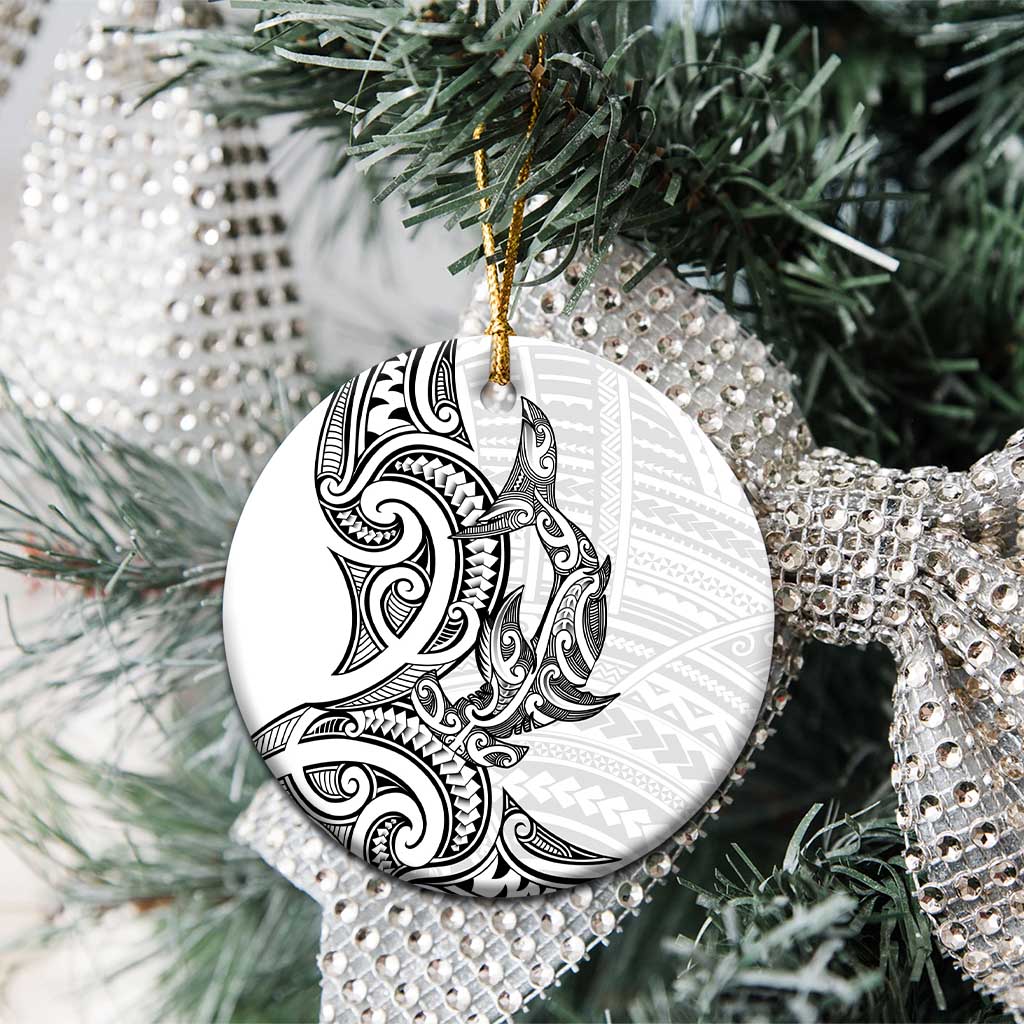 New Zealand Hammerhead Shark Ceramic Ornament Maori Haehae Mangopare White - Polynesian Pride