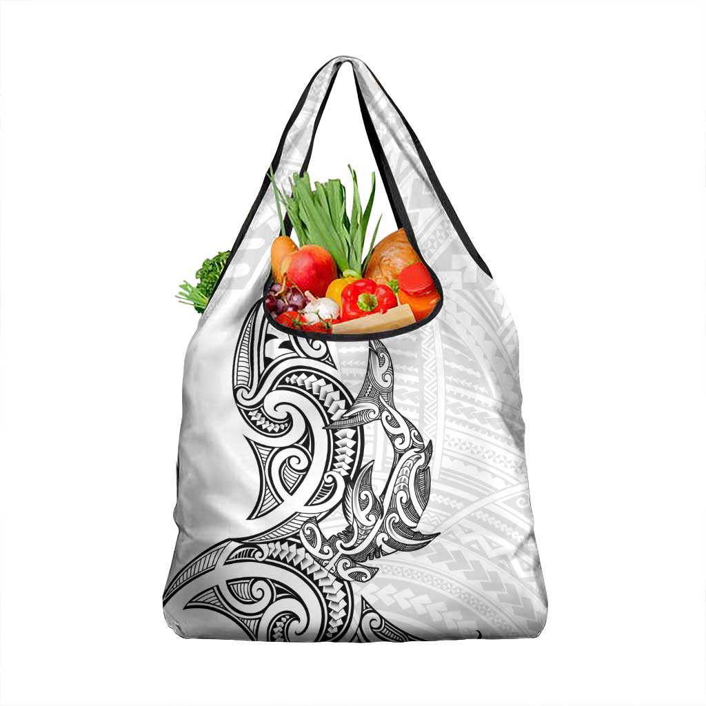 New Zealand Hammerhead Shark Grocery Bag Maori Haehae Mangopare White - Polynesian Pride