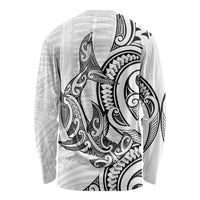 New Zealand Hammerhead Shark Long Sleeve Shirt Maori Haehae Mangopare White - Polynesian Pride