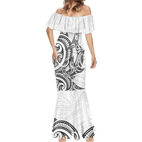 New Zealand Hammerhead Shark Mermaid Dress Maori Haehae Mangopare White - Polynesian Pride