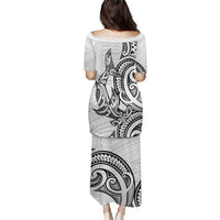 New Zealand Hammerhead Shark Puletasi Maori Haehae Mangopare White - Polynesian Pride