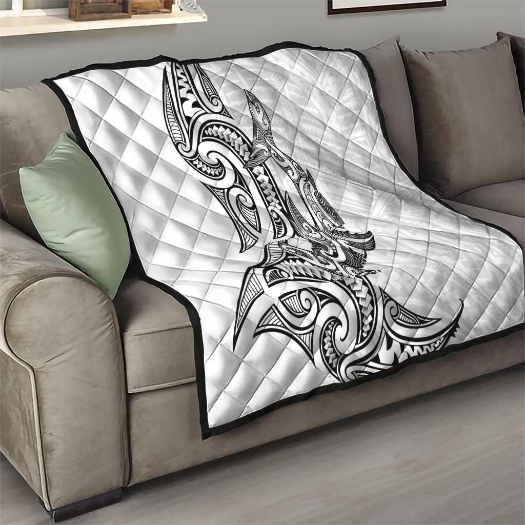 New Zealand Hammerhead Shark Quilt Maori Haehae Mangopare White - Polynesian Pride