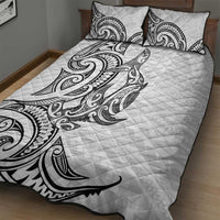 New Zealand Hammerhead Shark Quilt Bed Set Maori Haehae Mangopare White - Polynesian Pride