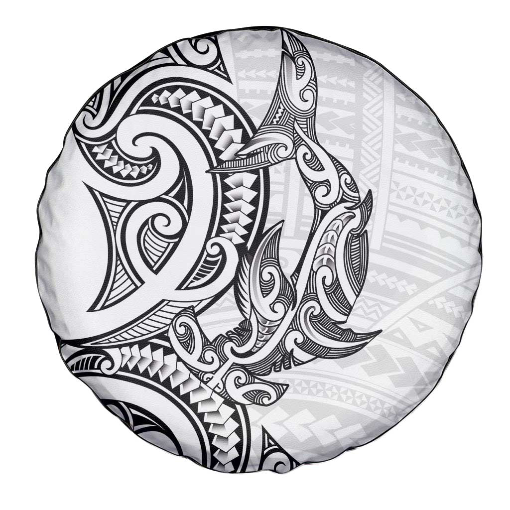 New Zealand Hammerhead Shark Spare Tire Cover Maori Haehae Mangopare White - Polynesian Pride
