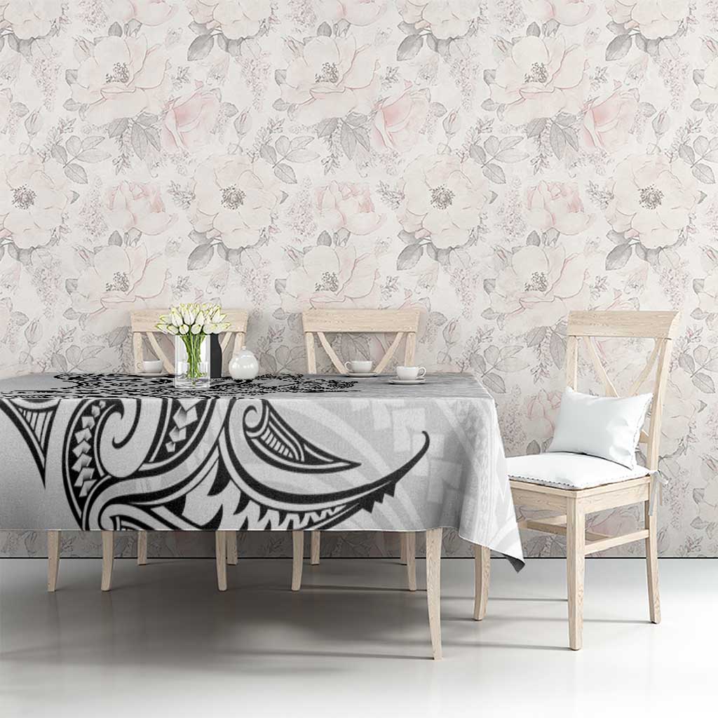 New Zealand Hammerhead Shark Tablecloth Maori Haehae Mangopare White - Polynesian Pride