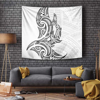 New Zealand Hammerhead Shark Tapestry Maori Haehae Mangopare White - Polynesian Pride