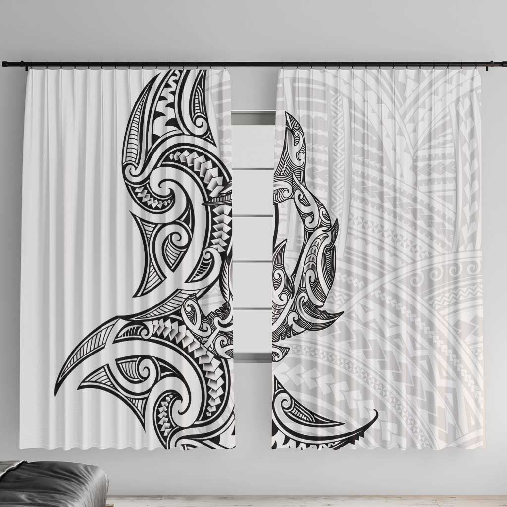 New Zealand Hammerhead Shark Window Curtain Maori Haehae Mangopare White - Polynesian Pride