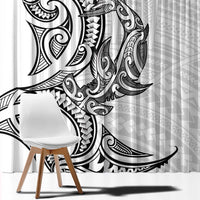 New Zealand Hammerhead Shark Window Curtain Maori Haehae Mangopare White - Polynesian Pride