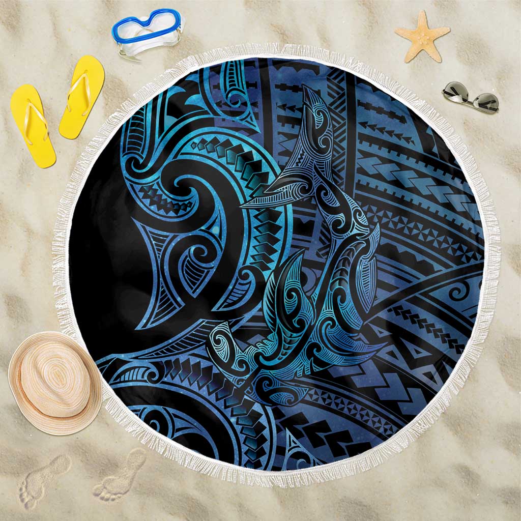 New Zealand Hammerhead Shark Beach Blanket Maori Haehae Mangopare Galaxy - Polynesian Pride