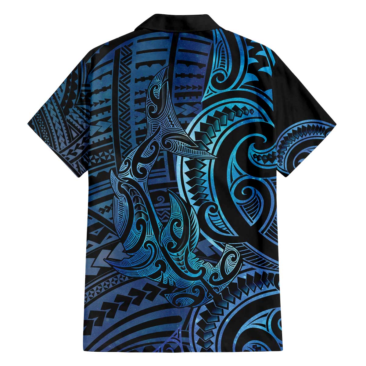 New Zealand Hammerhead Shark Family Matching Off The Shoulder Long Sleeve Dress and Hawaiian Shirt Maori Haehae Mangopare Galaxy - Polynesian Pride
