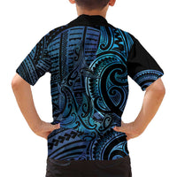 New Zealand Hammerhead Shark Family Matching Off Shoulder Short Dress and Hawaiian Shirt Maori Haehae Mangopare Galaxy - Polynesian Pride