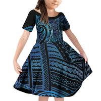 New Zealand Hammerhead Shark Family Matching Off Shoulder Short Dress and Hawaiian Shirt Maori Haehae Mangopare Galaxy - Polynesian Pride