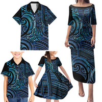 New Zealand Hammerhead Shark Family Matching Puletasi and Hawaiian Shirt Maori Haehae Mangopare Galaxy - Polynesian Pride