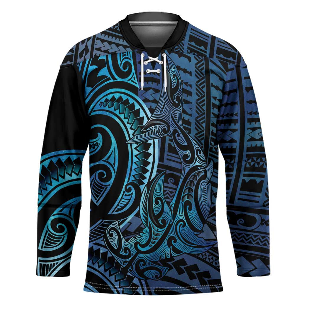 New Zealand Hammerhead Shark Hockey Jersey Maori Haehae Mangopare Galaxy - Polynesian Pride