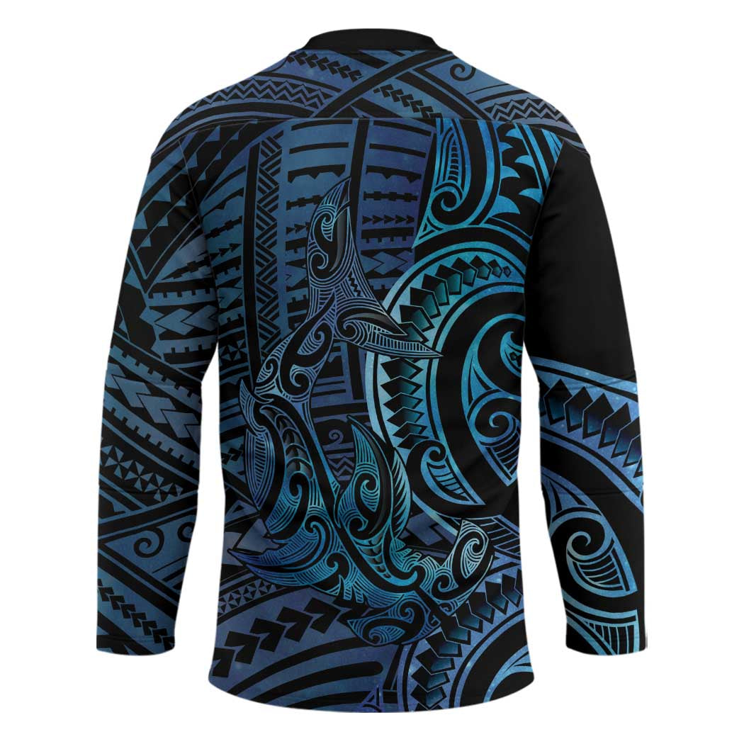 New Zealand Hammerhead Shark Hockey Jersey Maori Haehae Mangopare Galaxy - Polynesian Pride