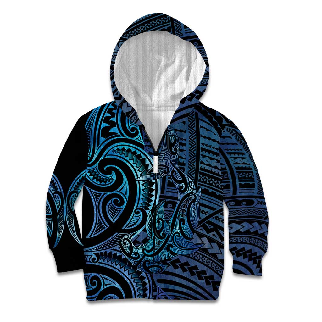New Zealand Hammerhead Shark Kid Hoodie Maori Haehae Mangopare Galaxy - Polynesian Pride