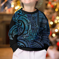New Zealand Hammerhead Shark Kid Ugly Christmas Sweater Maori Haehae Mangopare Galaxy - Polynesian Pride