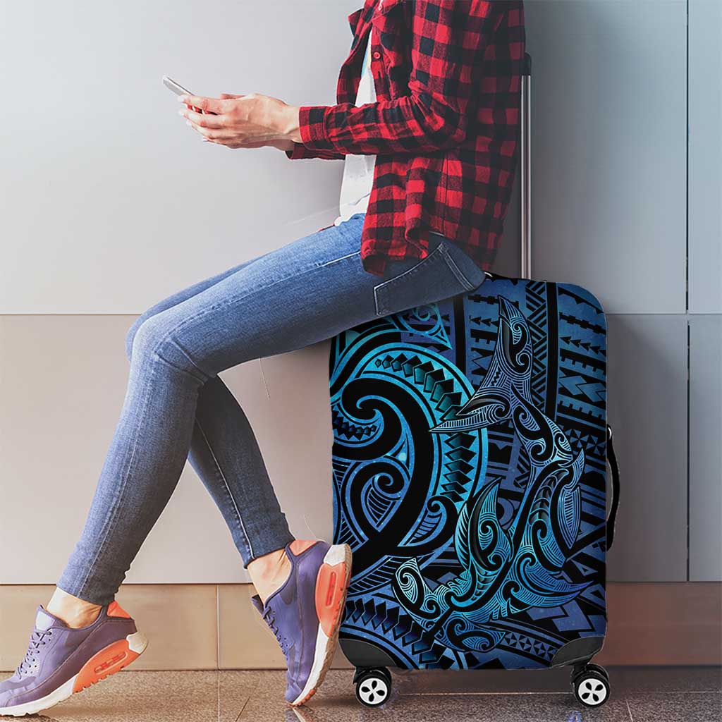 New Zealand Hammerhead Shark Luggage Cover Maori Haehae Mangopare Galaxy - Polynesian Pride