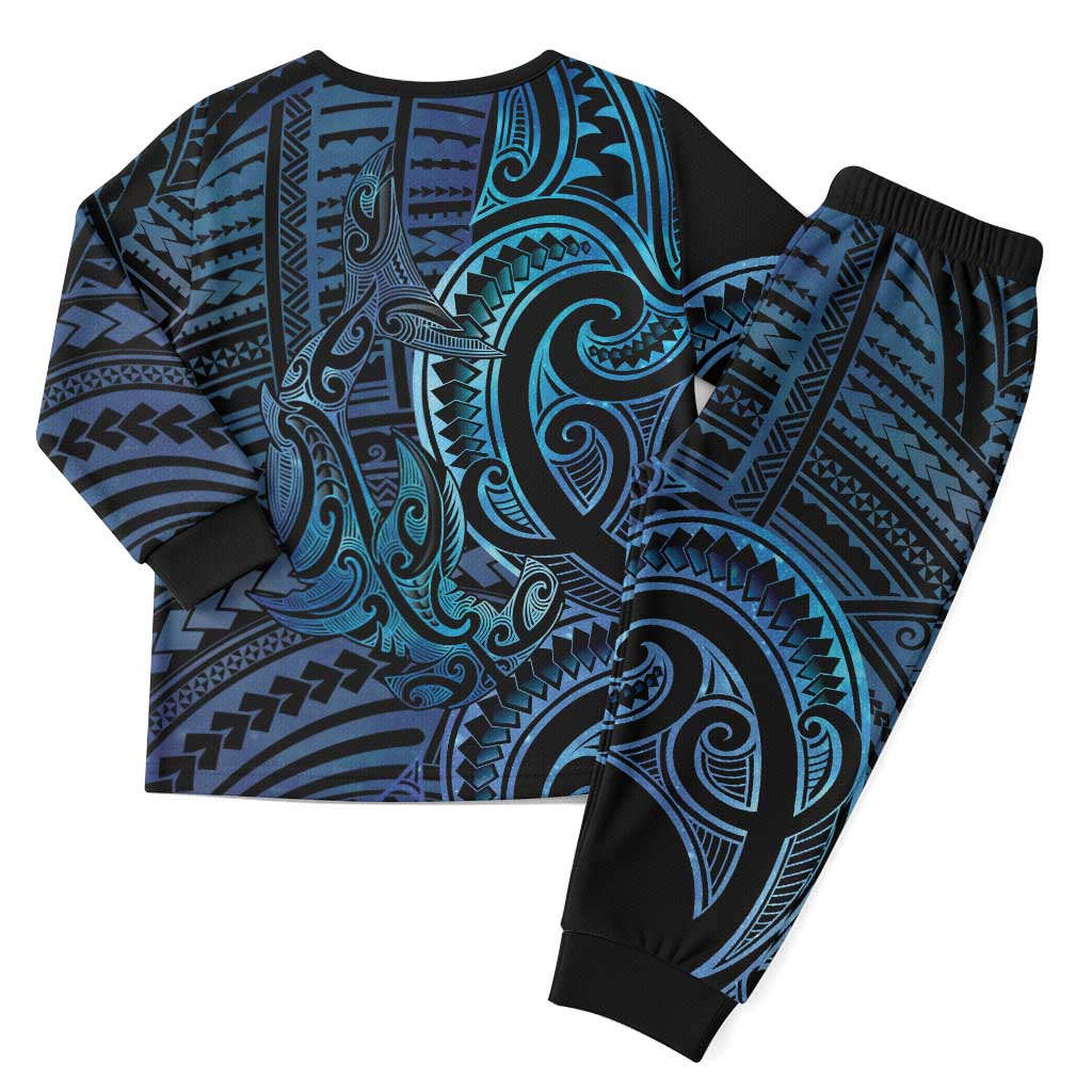 New Zealand Hammerhead Shark Christmas Pajama Set Maori Haehae Mangopare Galaxy - Polynesian Pride