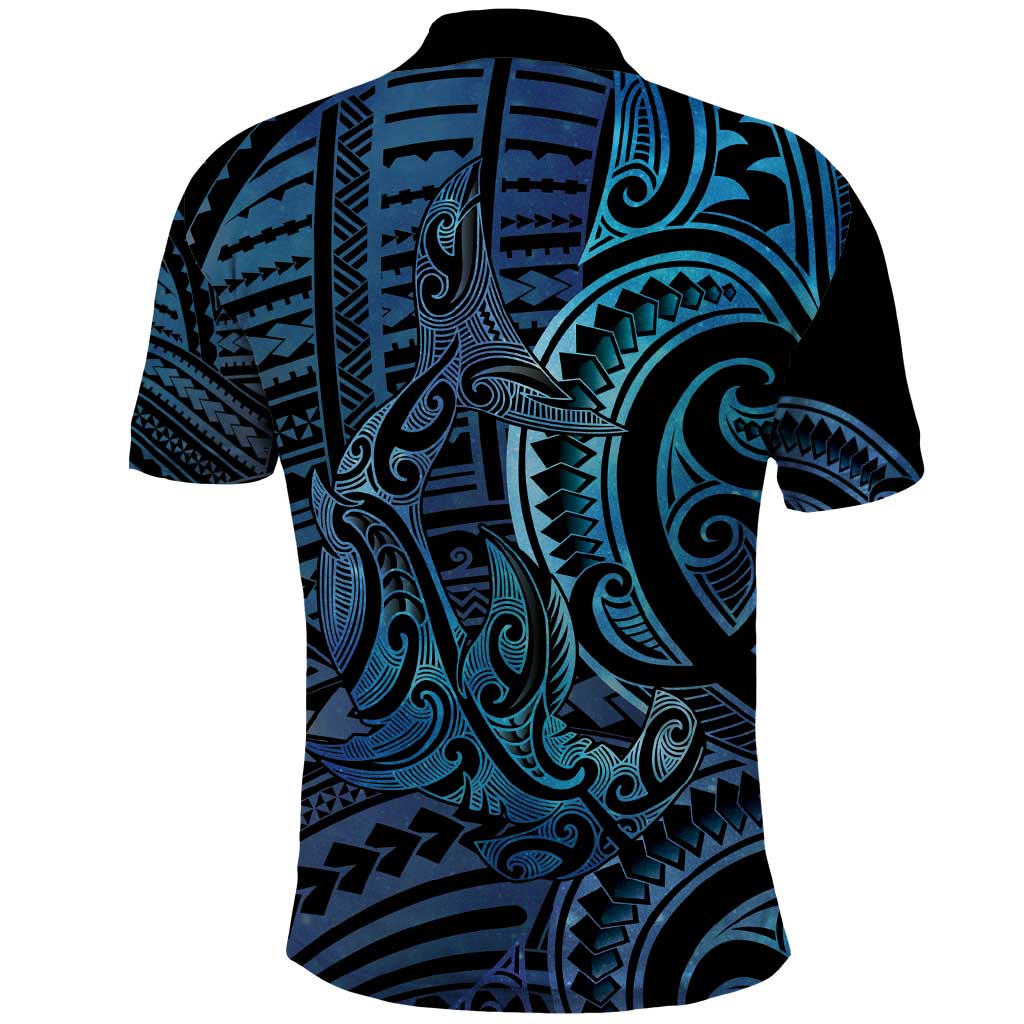 New Zealand Hammerhead Shark Polo Shirt Maori Haehae Mangopare Galaxy - Polynesian Pride